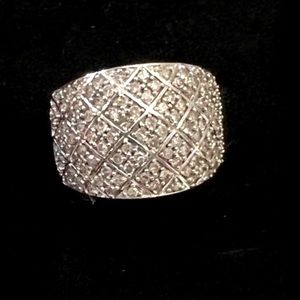 10k Solid White Gold & Real Diamond Dome Ring